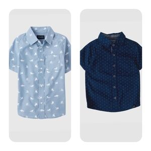 The Children's Place Boy Light Blue and Navy Button Down Shirts Size 8
